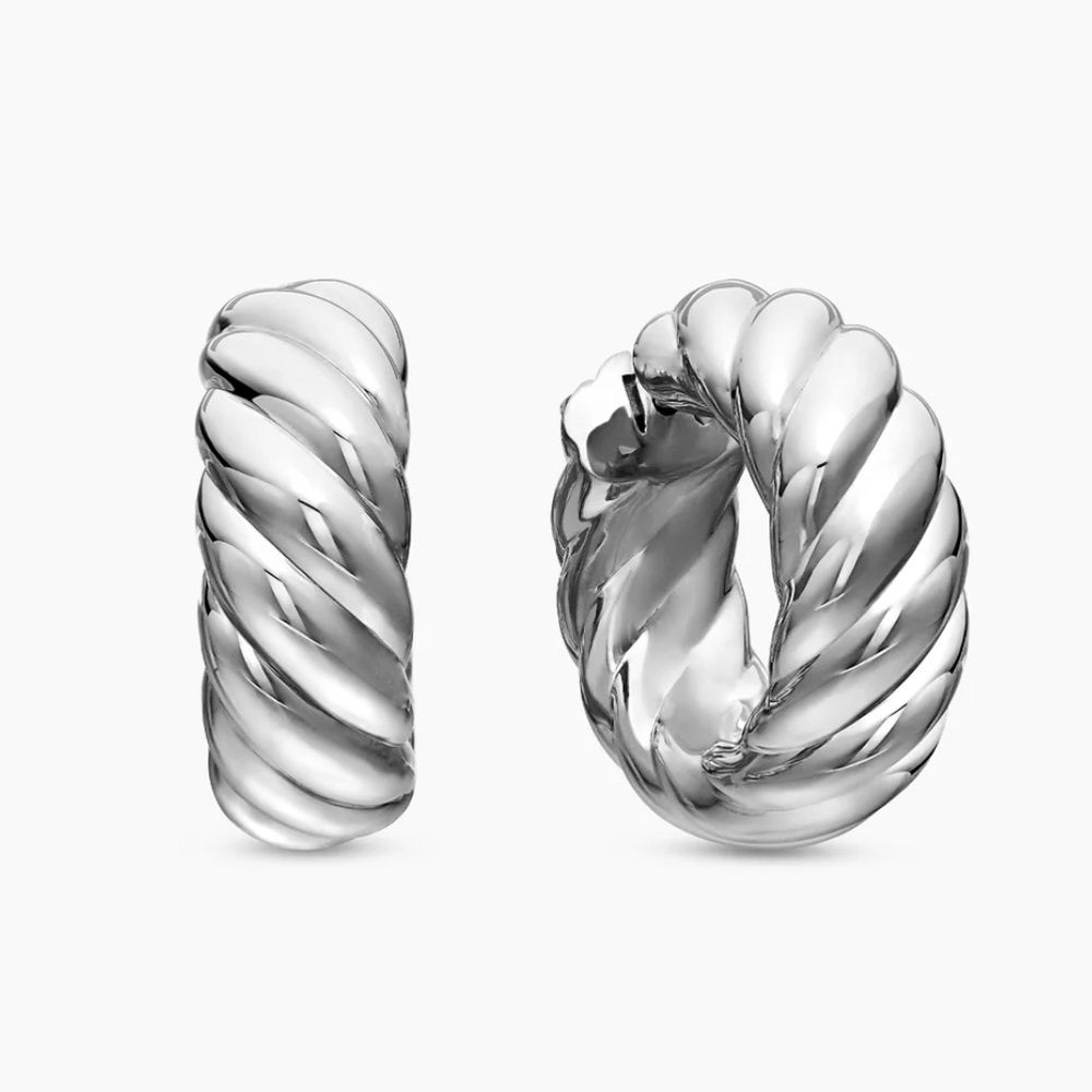 David Yurman Sculpted Cable Hoop Silver 25 mm
